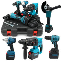 Набір акумуляторного електроінструмента 4 в 1 Wunderkraft синій 48V 6.0Ah універсальний професійний комплект для будівництва та ремонту